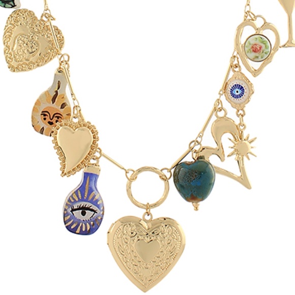Heart Locket & Mutli Charm Necklace - Picture 2 of 2